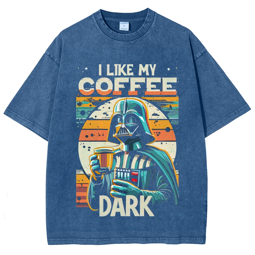 Dark Villain Coffee Quote Graphic Washed T-Shirt 