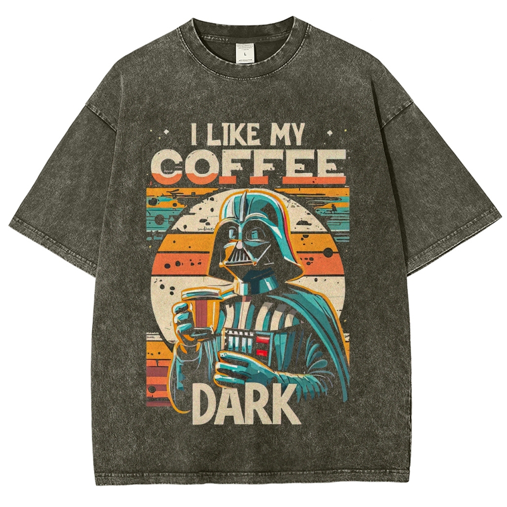 Dark Villain Coffee Quote Graphic Washed T-Shirt 