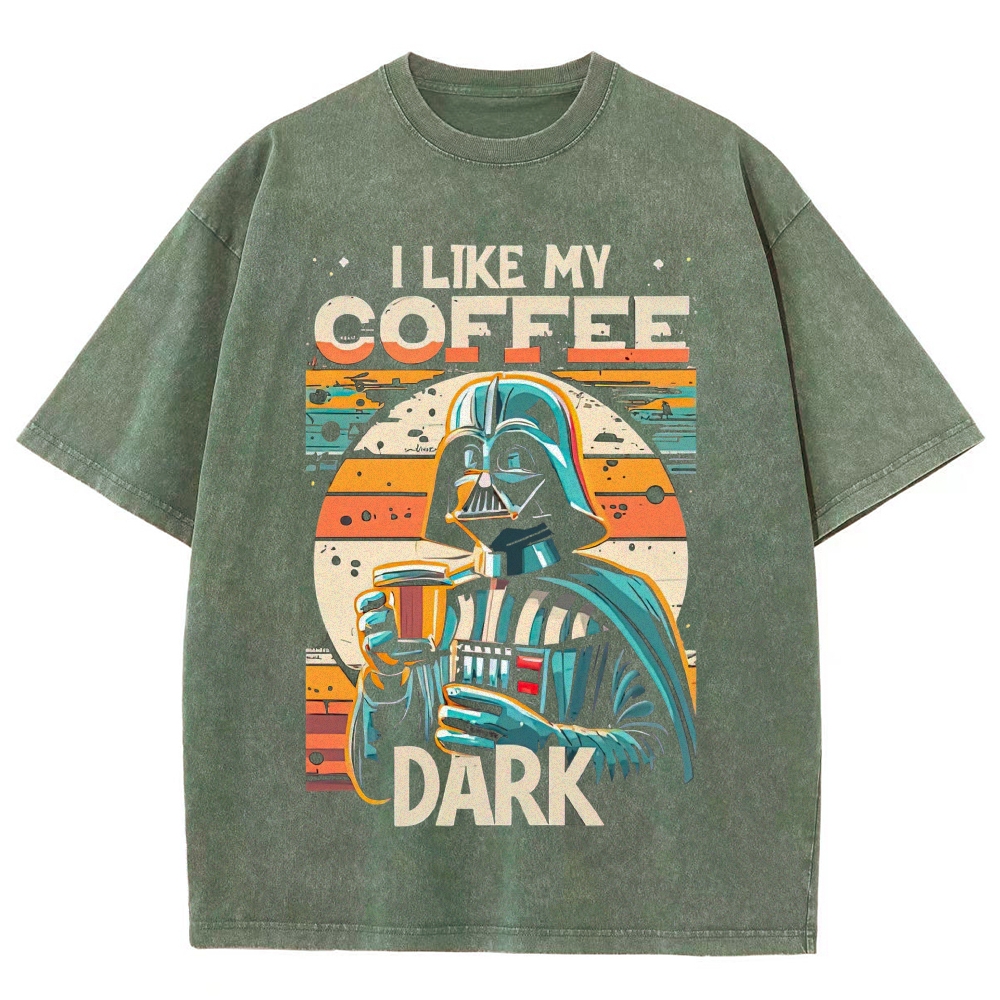Dark Villain Coffee Quote Graphic Washed T-Shirt 