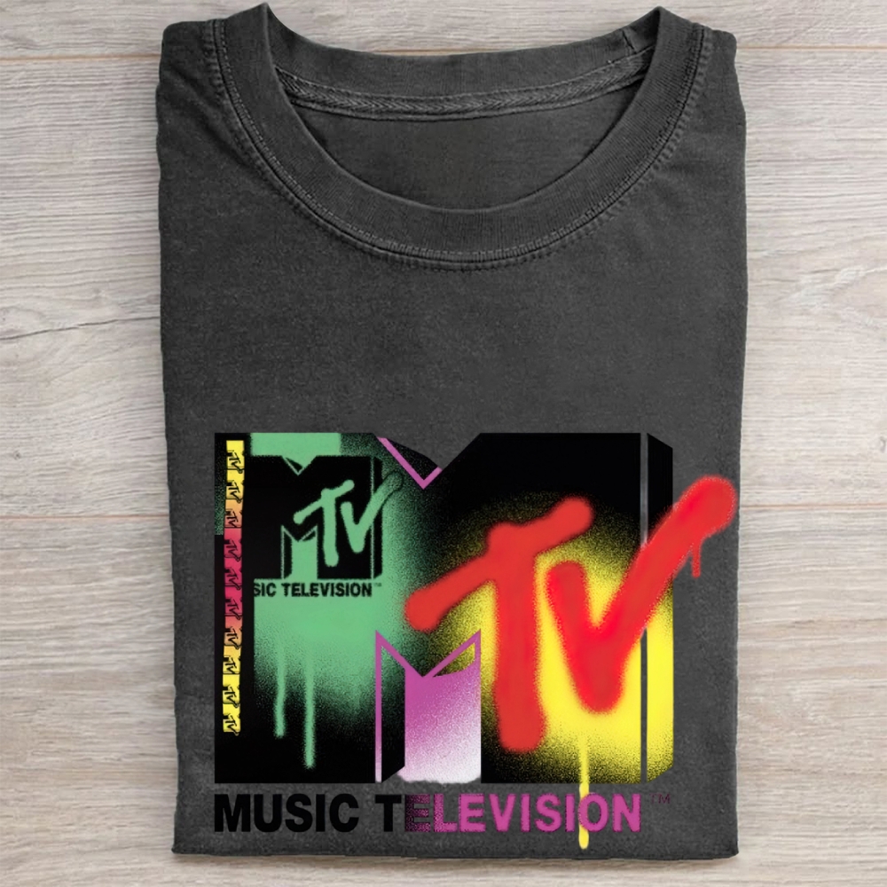 Retro MTV Graffiti Logo Graphic Vintage Washed Tee
