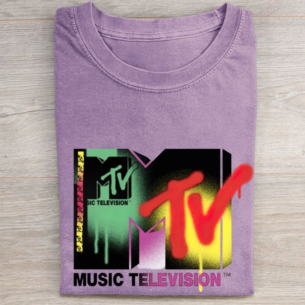 Retro MTV Graffiti Logo Graphic Vintage Washed Tee