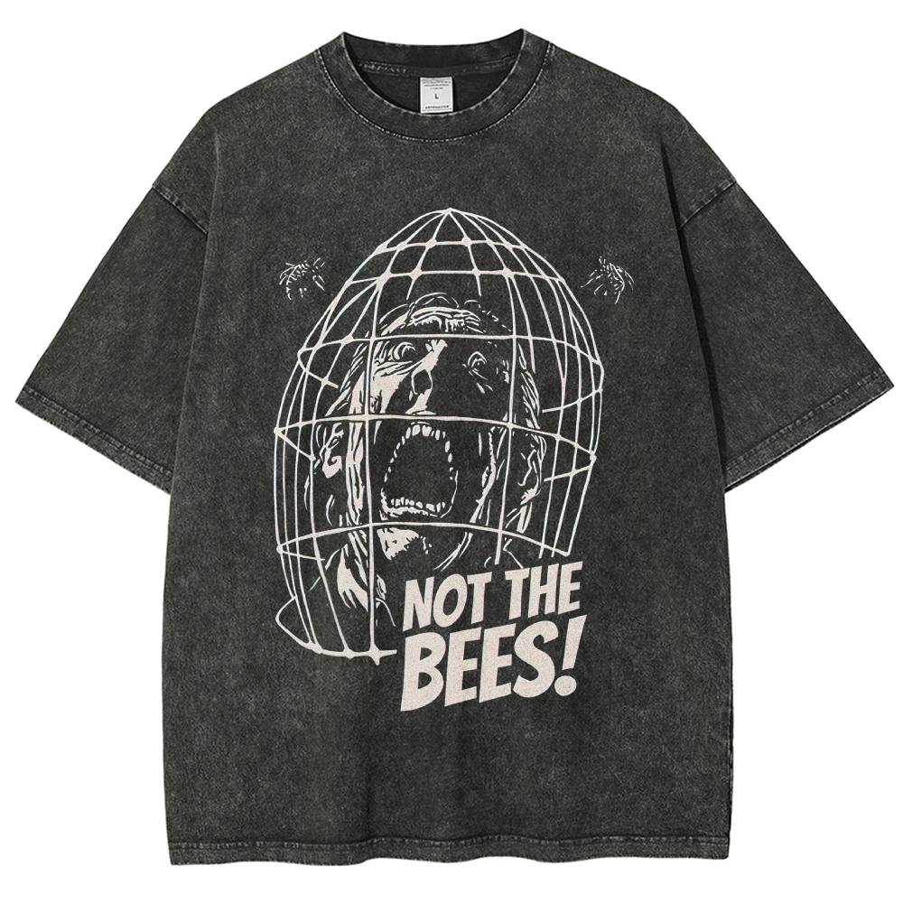 Horror Cage Bee Quote Graphic Vintage Washed T-Shirt