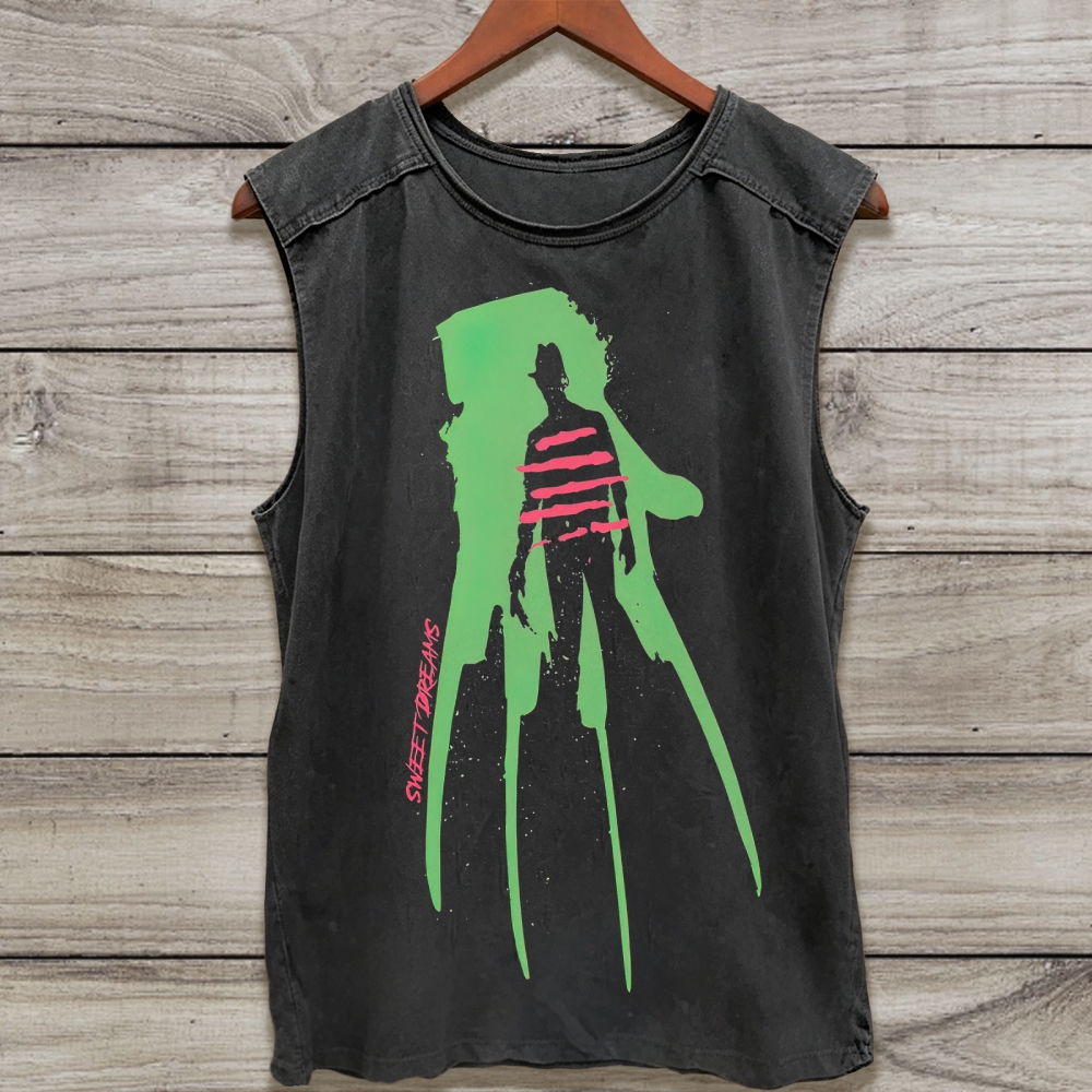Horror Killer Silhouette Vintage Washed Tank Top 