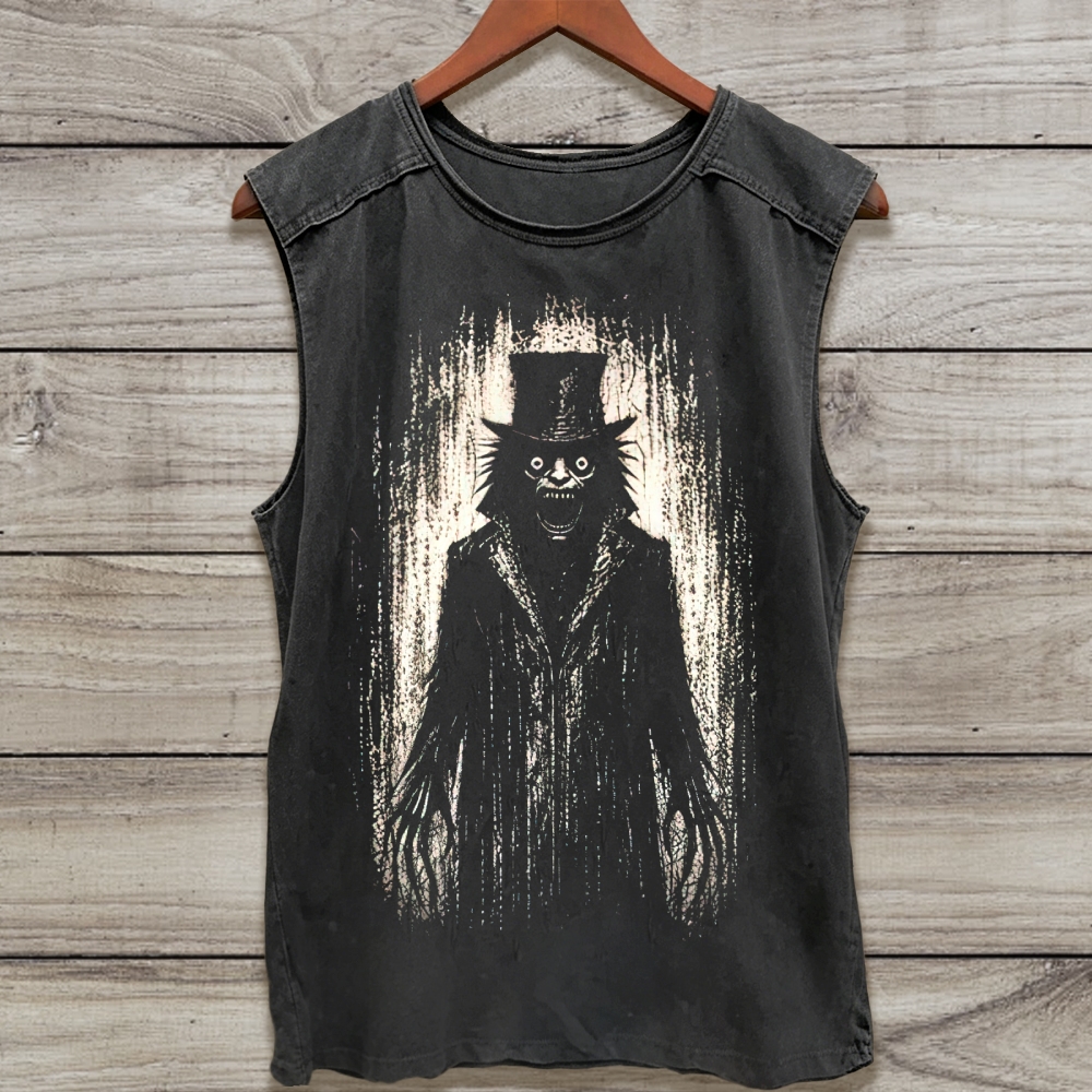 Vintage Horror Babadook Silhouette Washed Tank Top