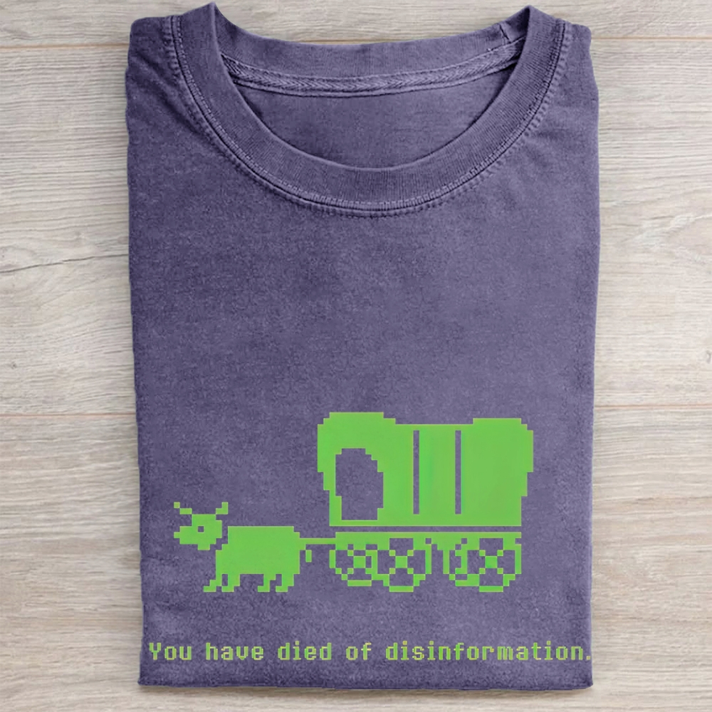 Retro Pixel Ox Cart Quote Vintage Washed Tee