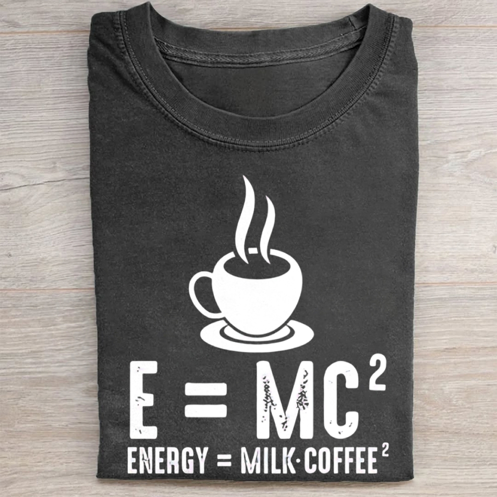 Coffee Physics Parody Graphic Vintage Washed Tee 