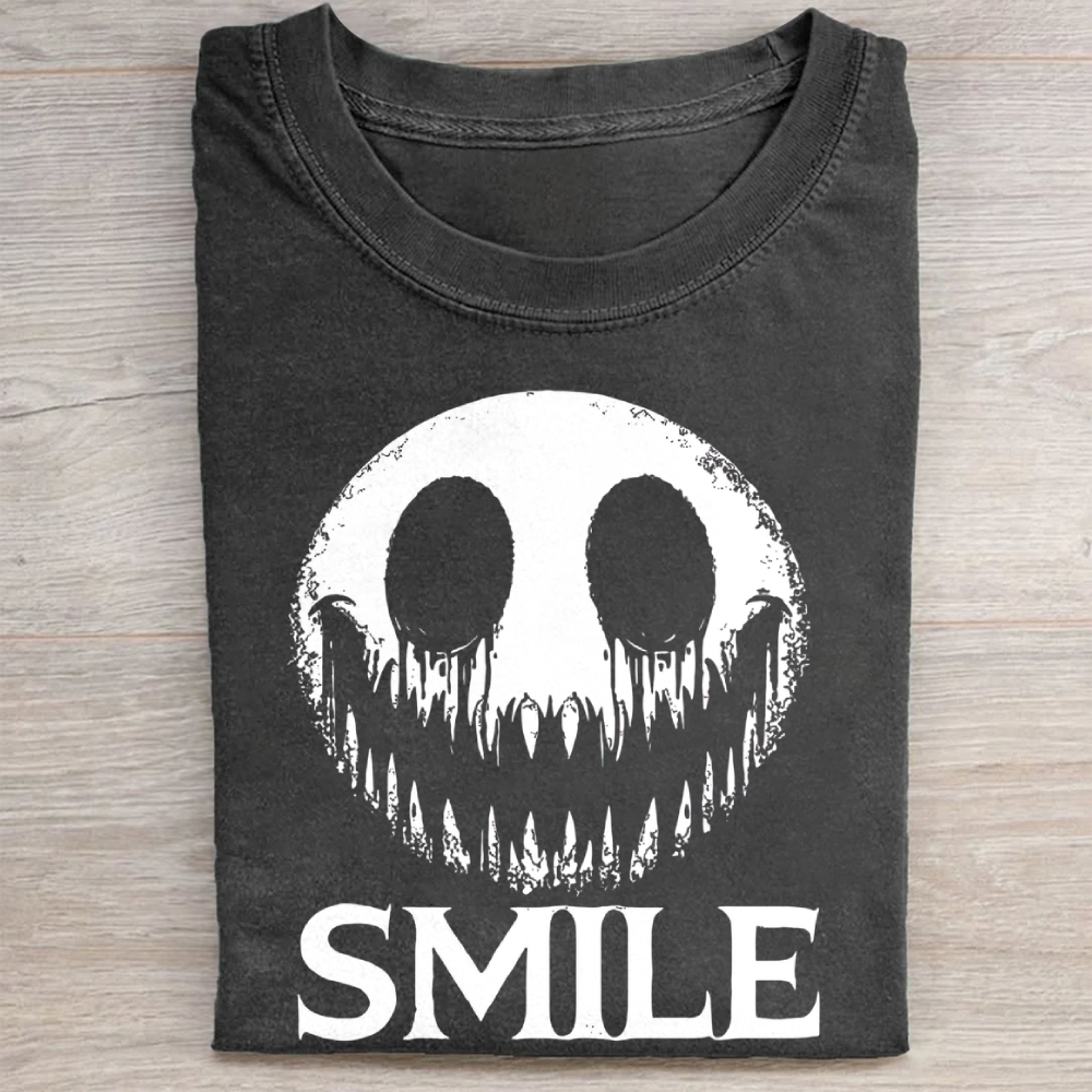 Creepy Smile Monster Graphic Vintage Washed Tee