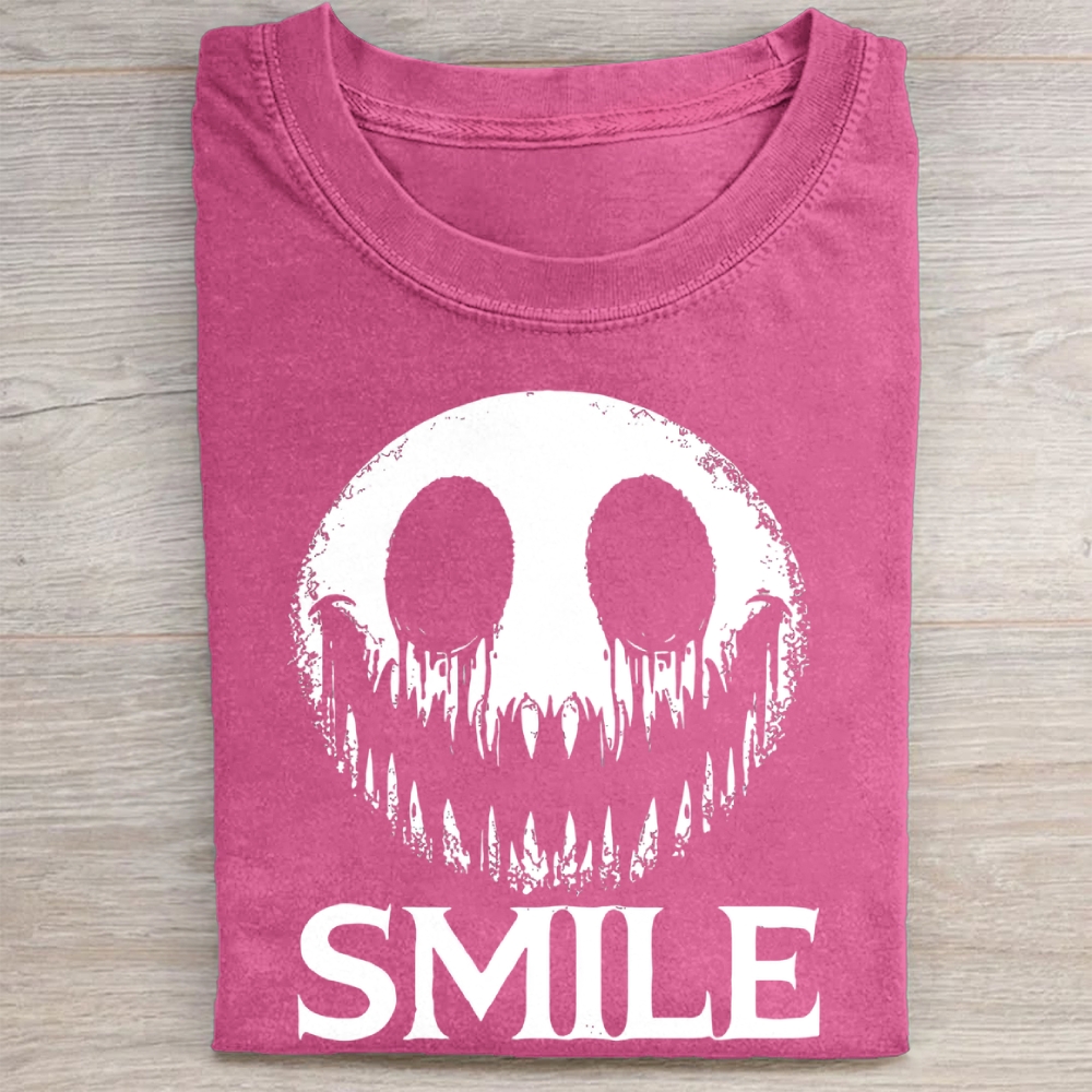 Creepy Smile Monster Graphic Vintage Washed Tee