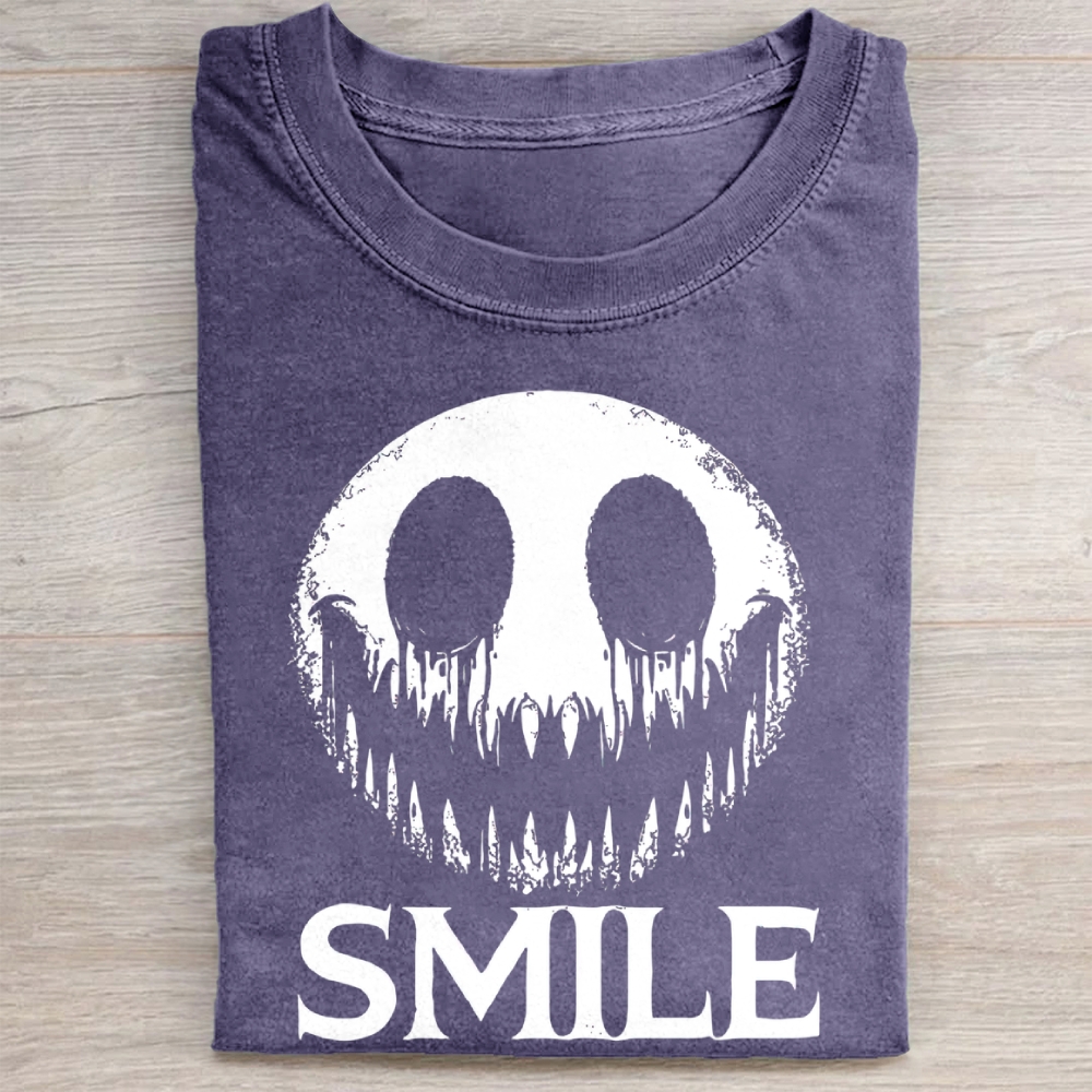 Creepy Smile Monster Graphic Vintage Washed Tee
