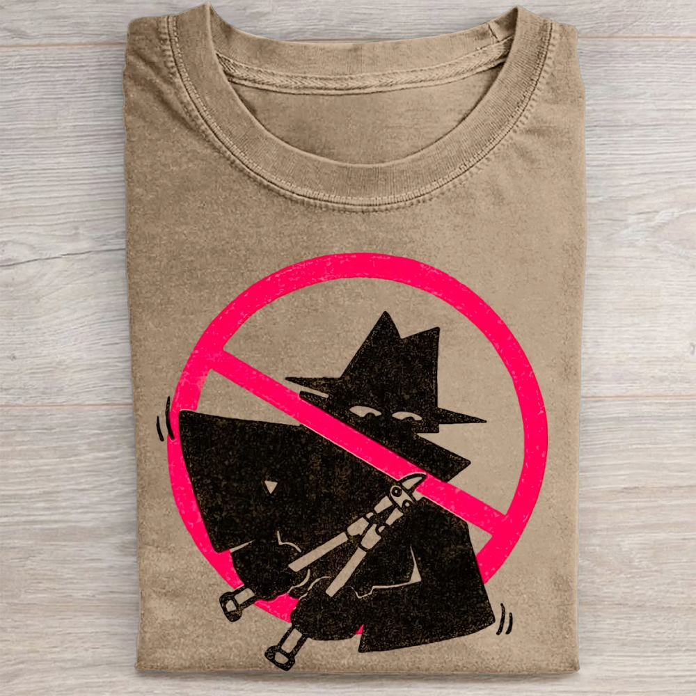  "No Smoking Gun" Spy Silhouette Graphic Vintage Washed Tee