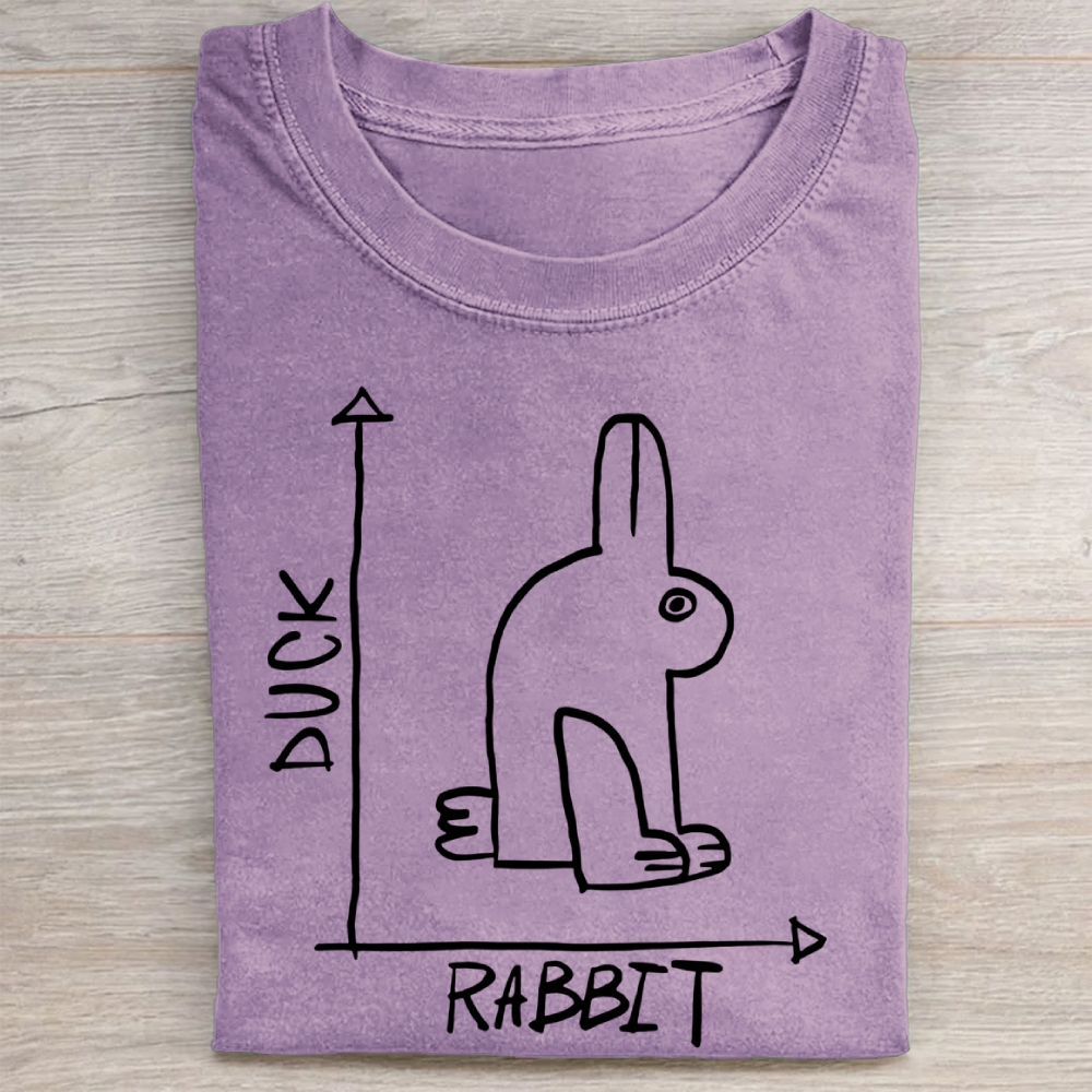 Duck Rabbit Optical Illusion Graph Vintage Washed Tee