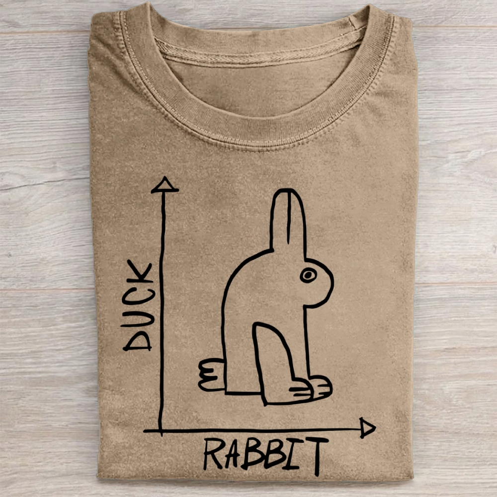 Duck Rabbit Optical Illusion Graph Vintage Washed Tee
