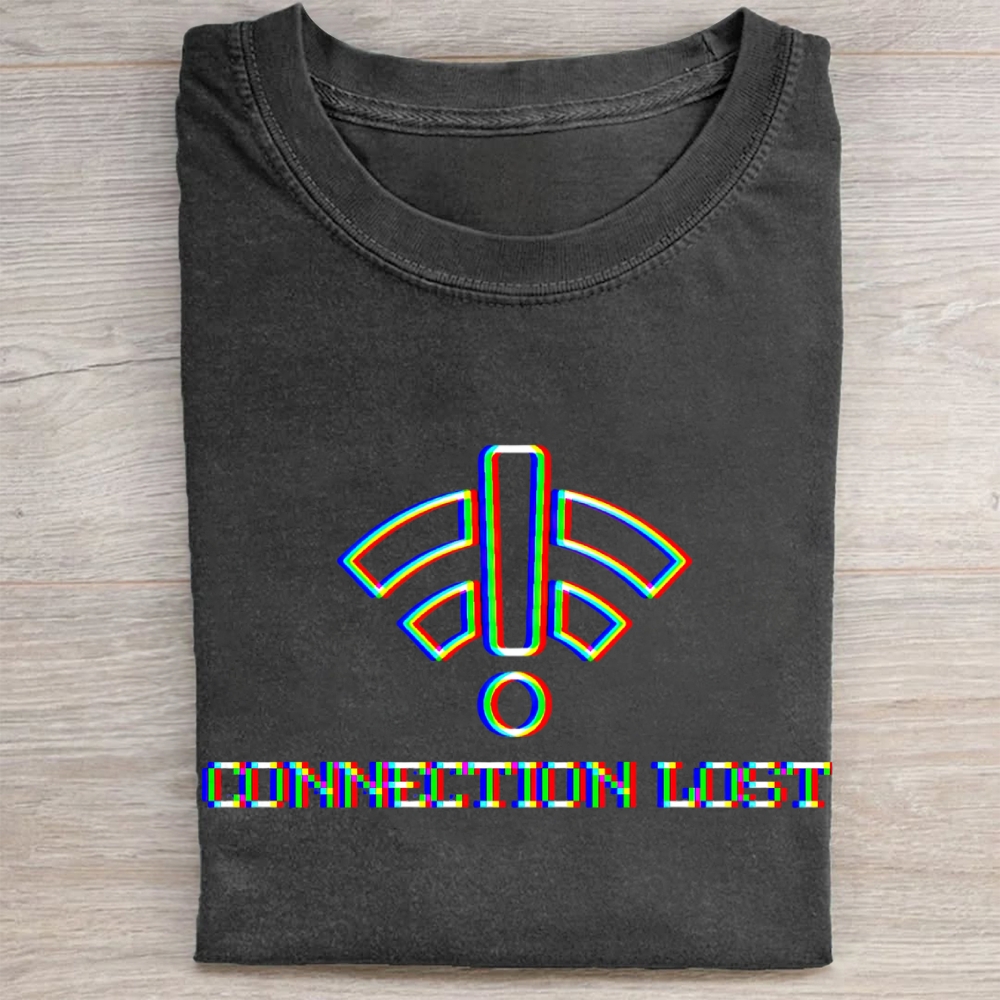 "Connection Lost" Glitch WiFi Graphic Vintage Washed Tee 