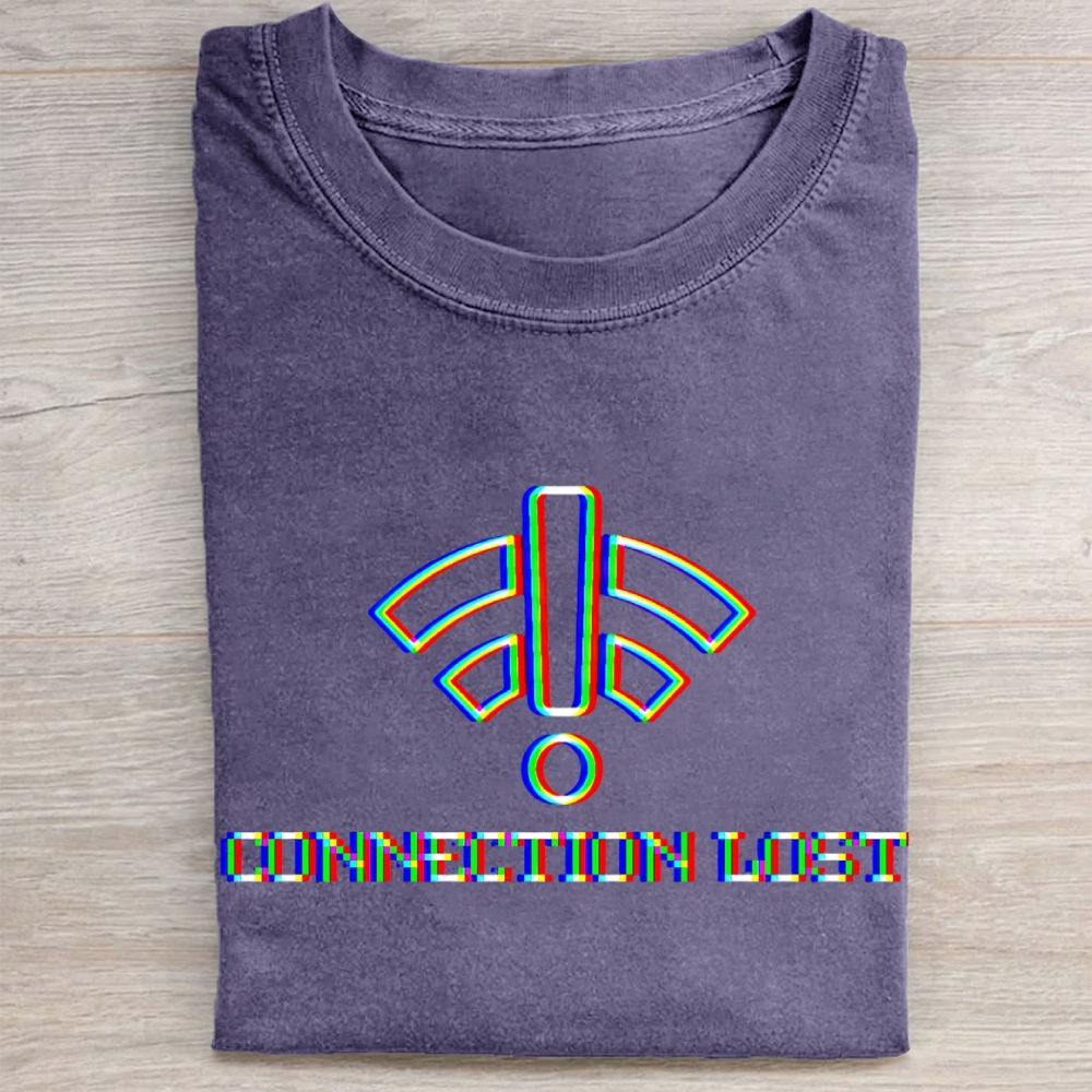 "Connection Lost" Glitch WiFi Graphic Vintage Washed Tee 