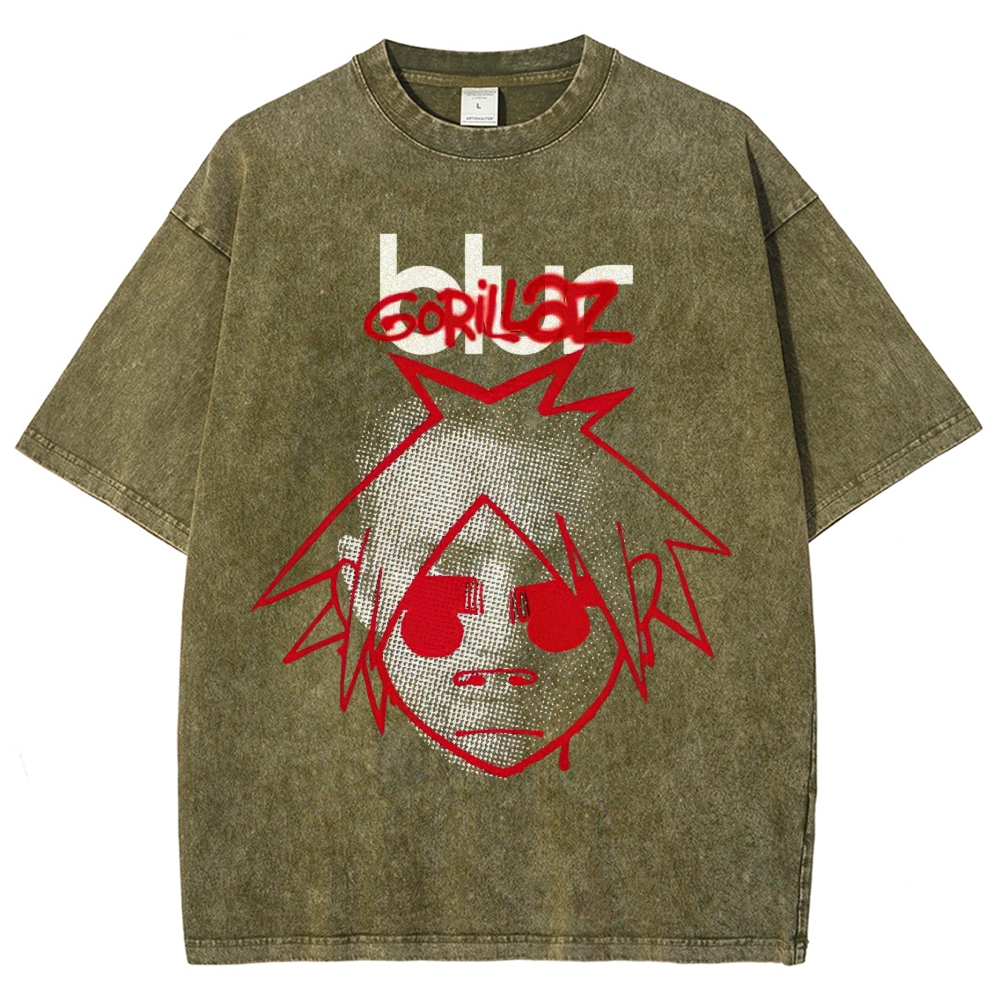 Blur x Gorillaz Band Parody Graphic Washed T-Shirt