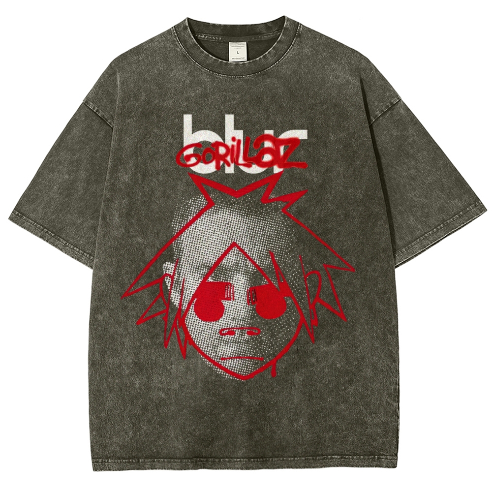 Blur x Gorillaz Band Parody Graphic Washed T-Shirt