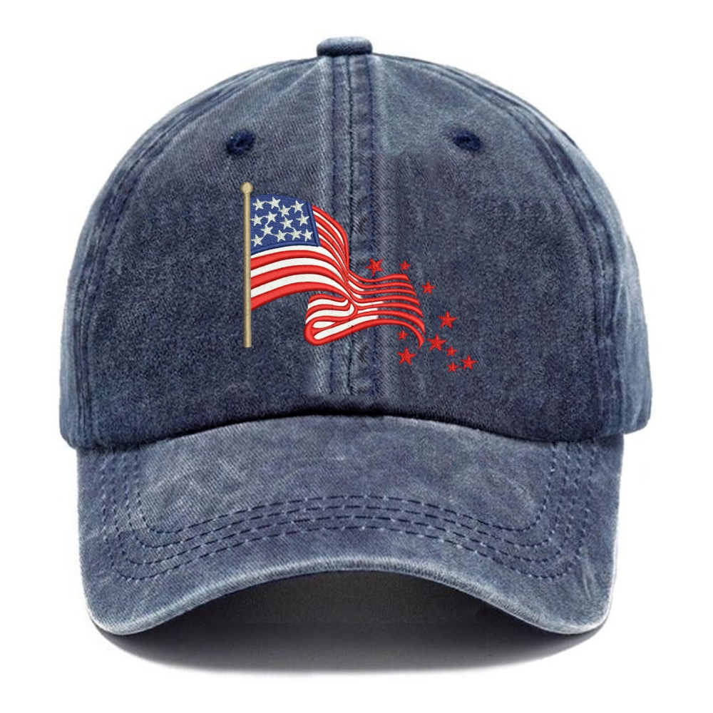 Embroidery USA Flag  Washed Cap