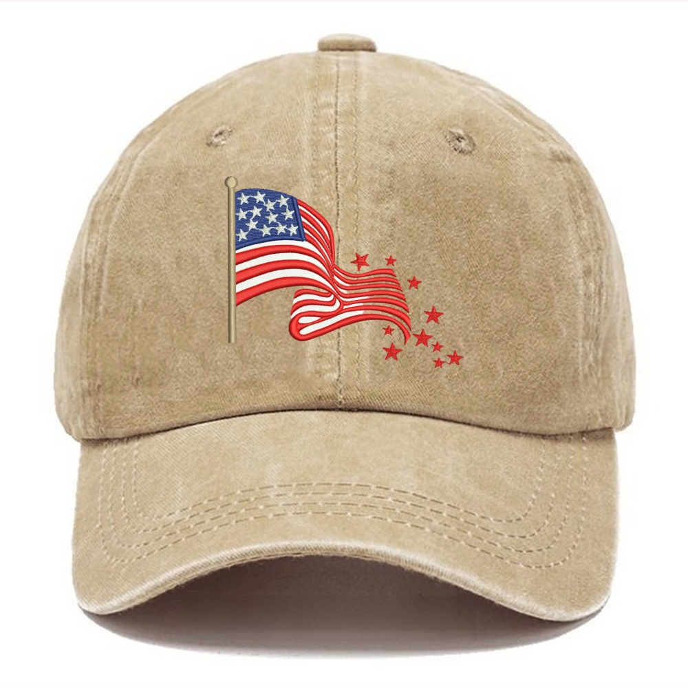 Embroidery USA Flag  Washed Cap