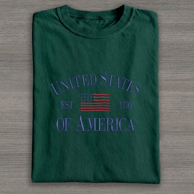 Embroidery USA Patriotic Cotton T-shirt 