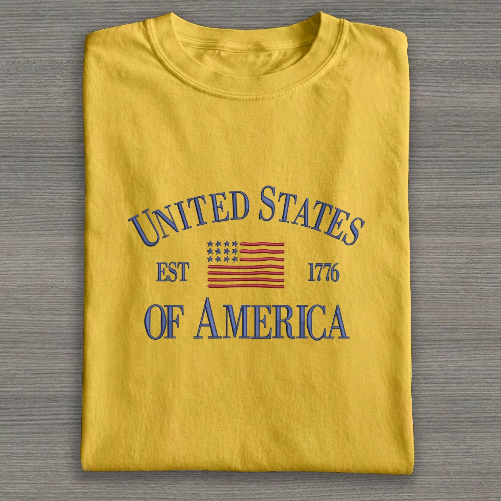 Embroidery USA Patriotic Cotton T-shirt 