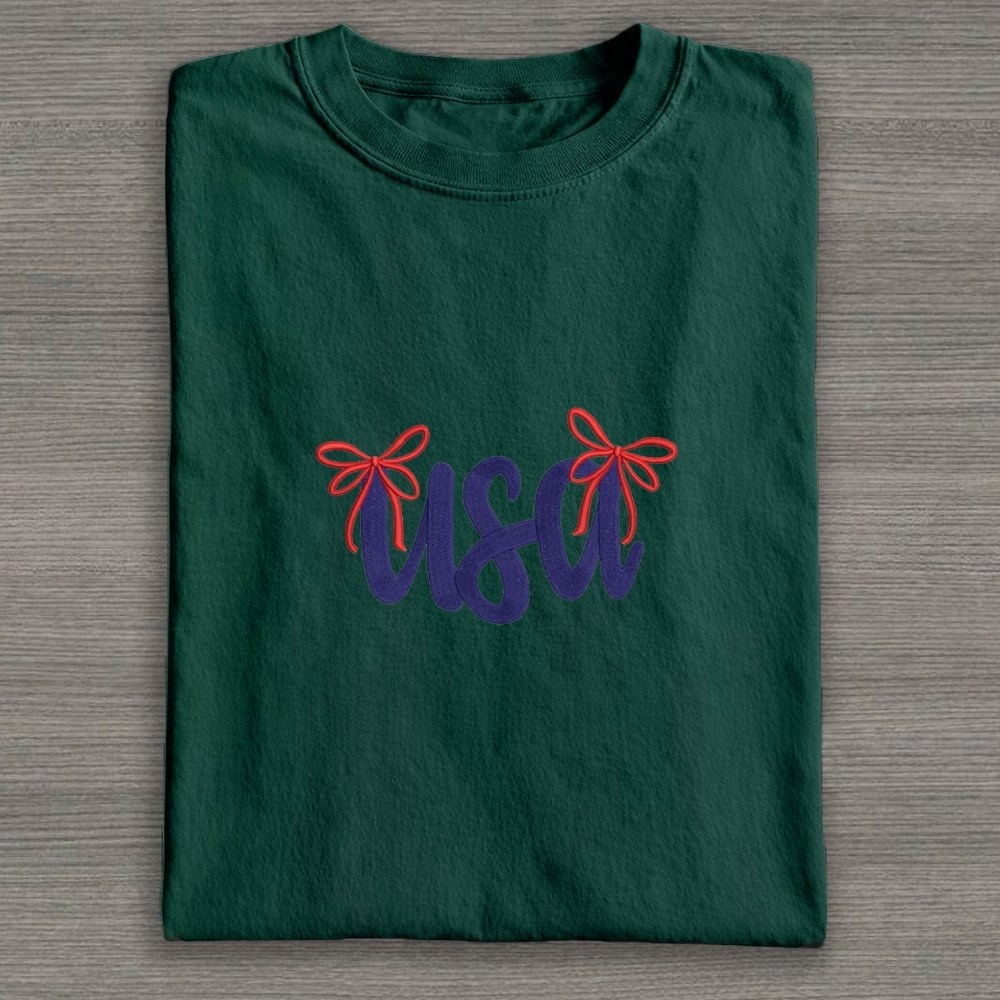 Embroidery USA Cotton T-shirt 