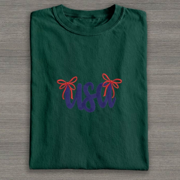 Embroidery USA Cotton T-shirt 