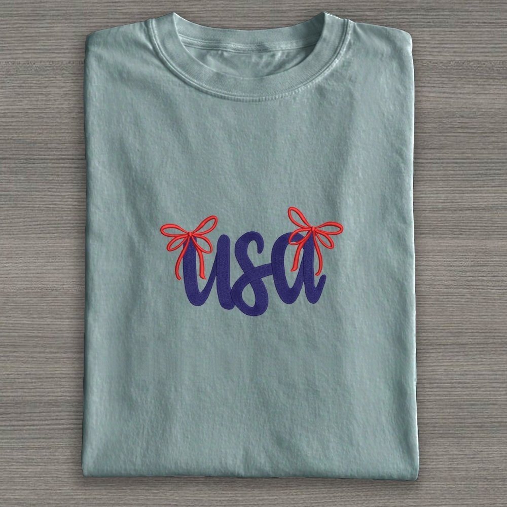 Embroidery USA Cotton T-shirt 