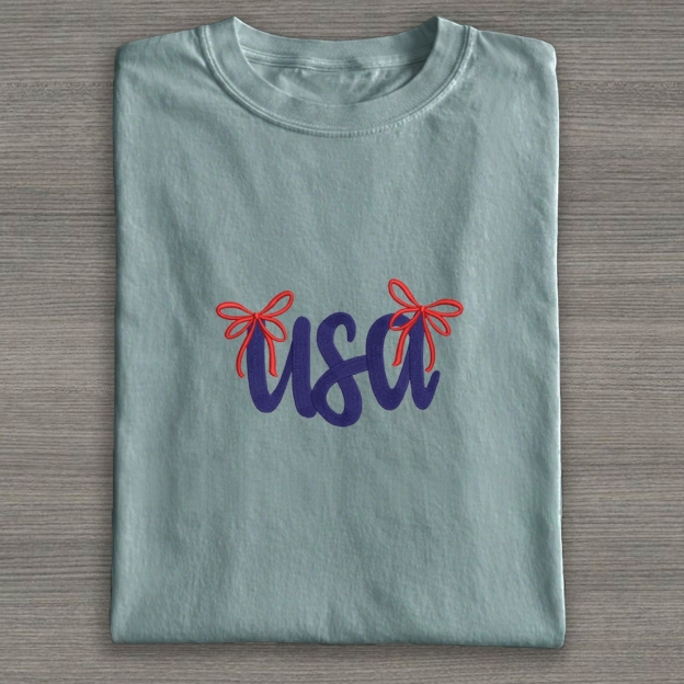 Embroidery USA Cotton T-shirt 