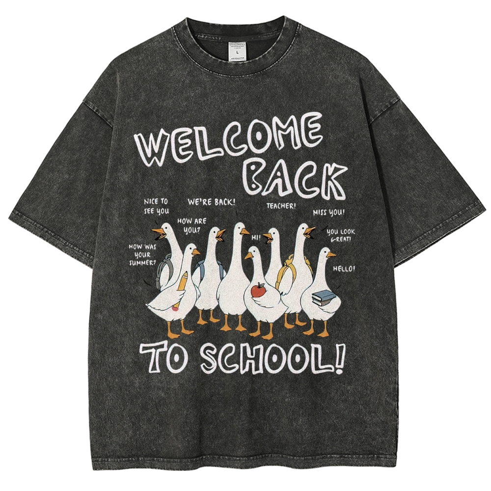 Funny Goose Welcome Back to School Washed T-Shirt