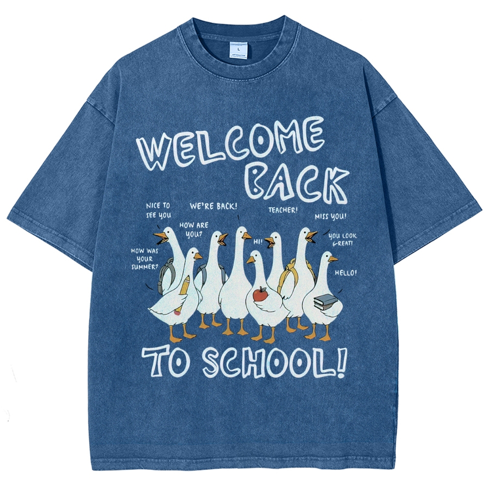 Funny Goose Welcome Back to School Washed T-Shirt