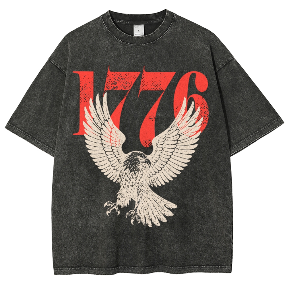1776 Bald Eagle Patriotic Vintage Washed T-Shirt