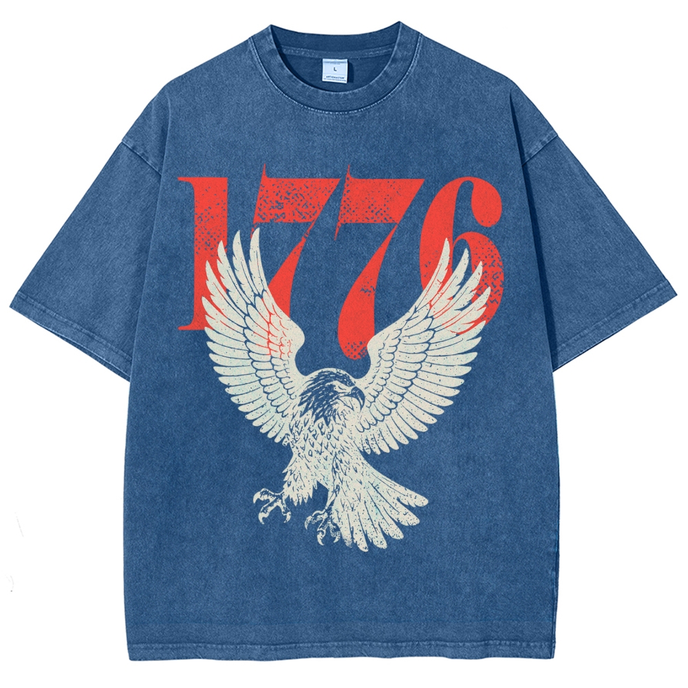 1776 Bald Eagle Patriotic Vintage Washed T-Shirt