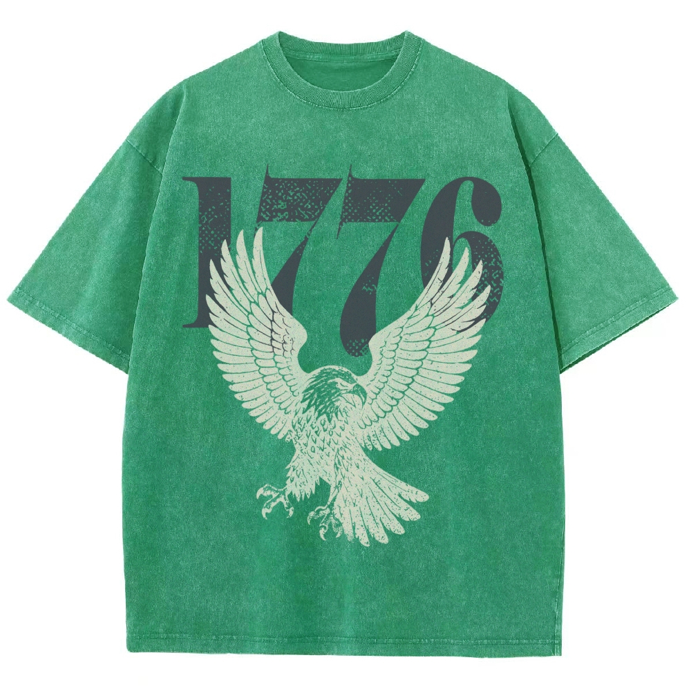 1776 Bald Eagle Patriotic Vintage Washed T-Shirt