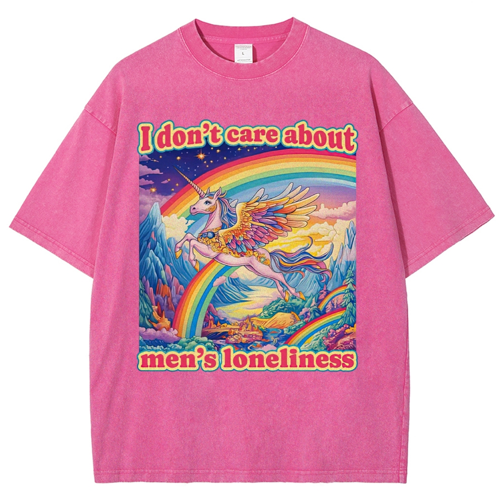 Y2K Rainbow Winged Unicorn Feminist Slogan Vintage Washed T-Shirt