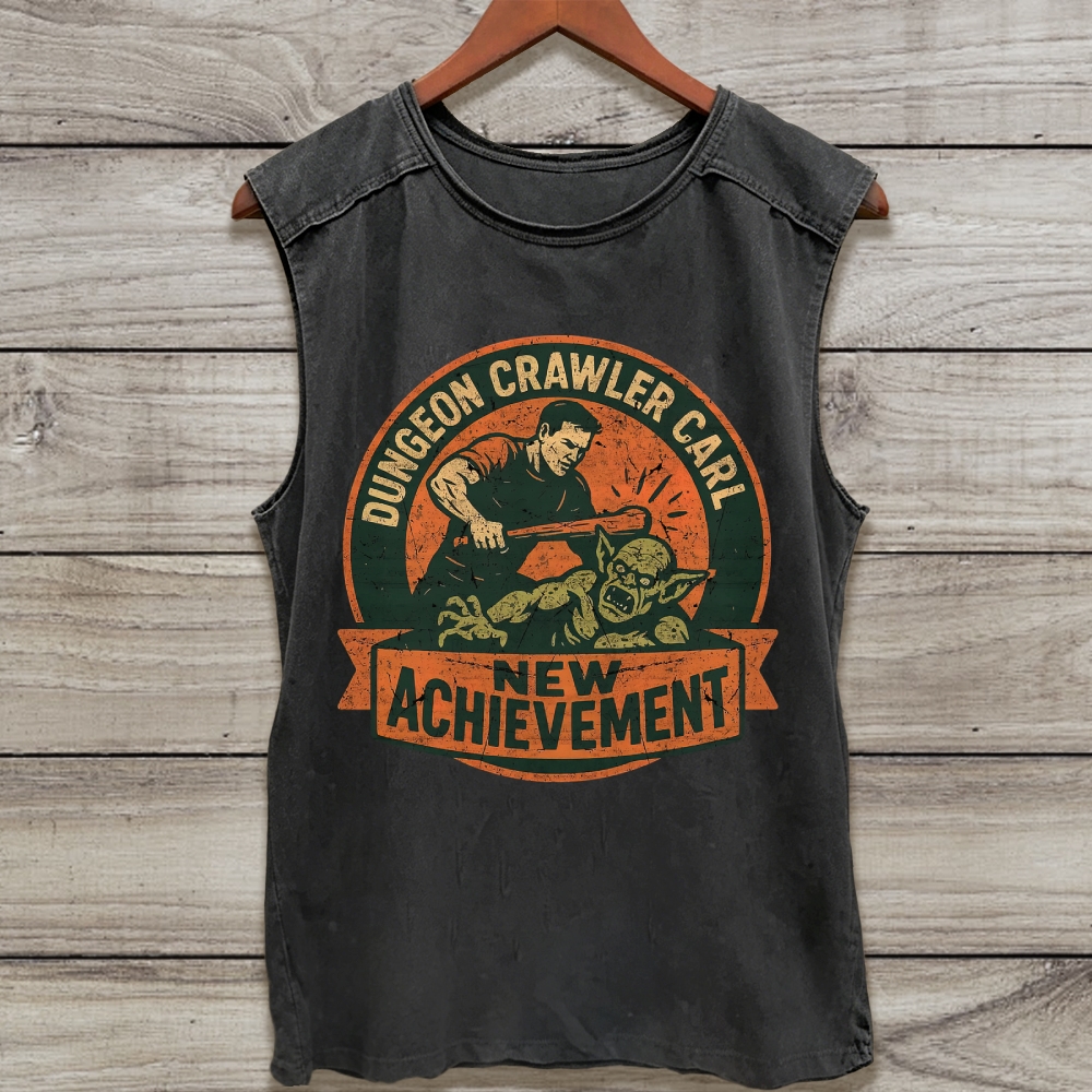 Retro Badge Dungeon Fighter Goblin "Dungeon Crawler Carl" Acid Washed Tank Top