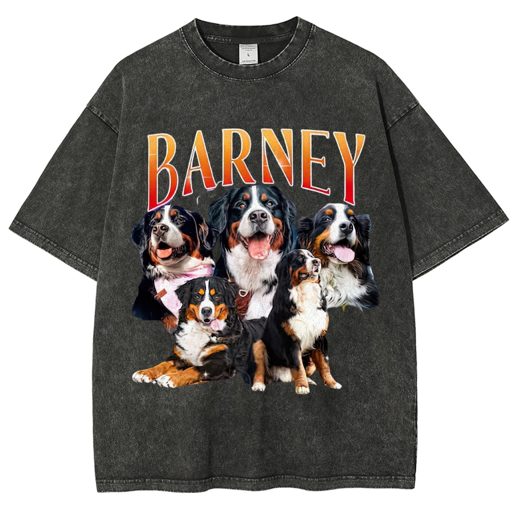 Retro Bootleg Style Multiple Bernese Mountain Dog Portrait Vintage Washed T-Shirt
