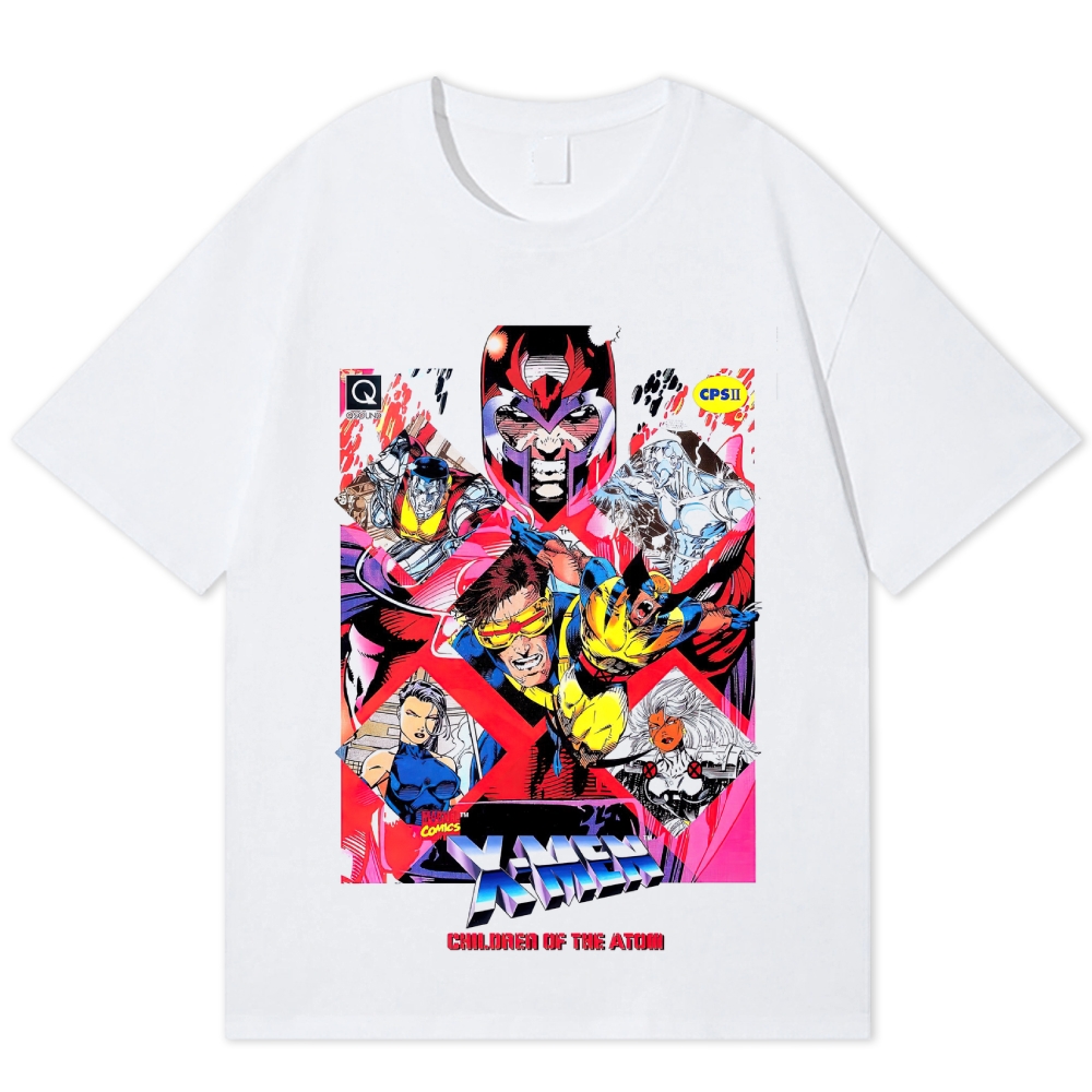 X-Men Superhero Retro Comic Collage Graphic Cotton T-shirt 