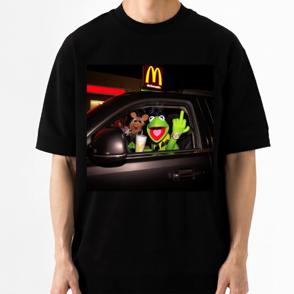 Late-Night Drive Puppet Duo Graphic Cotton T-shirt