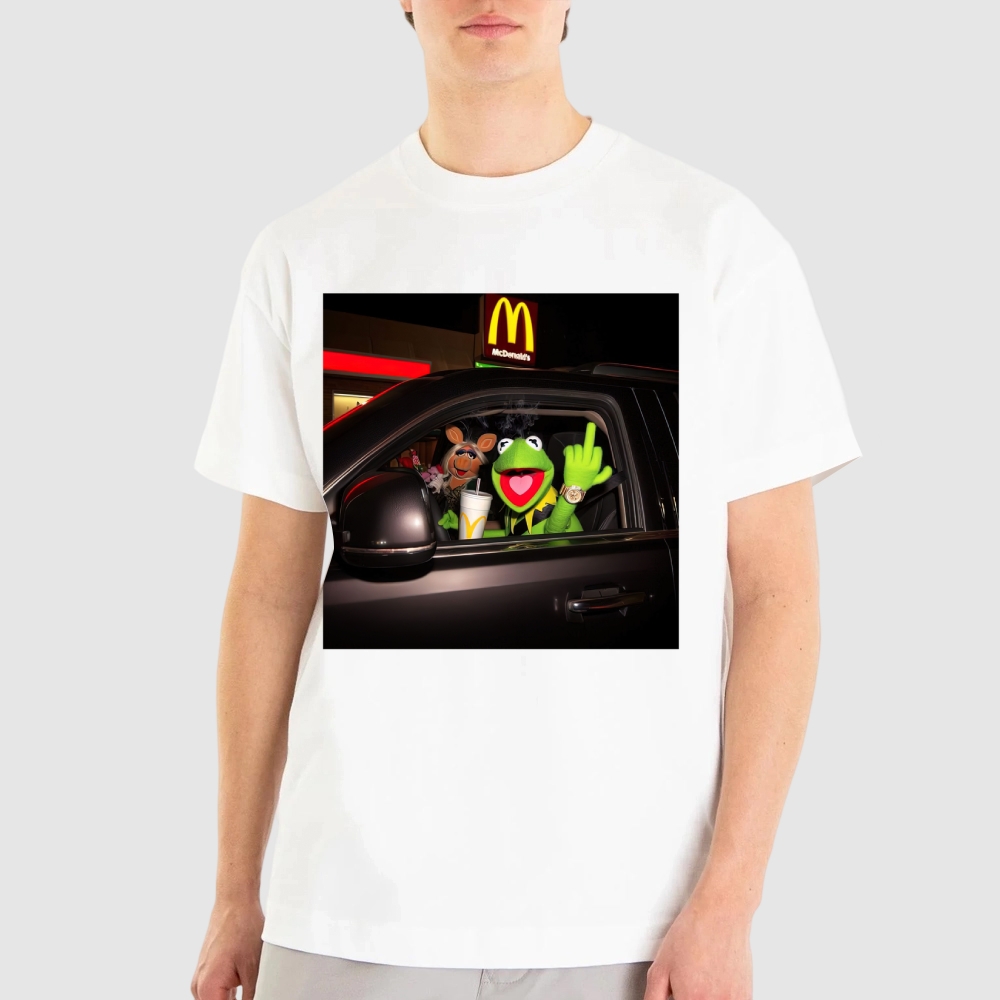 Late-Night Drive Puppet Duo Graphic Cotton T-shirt