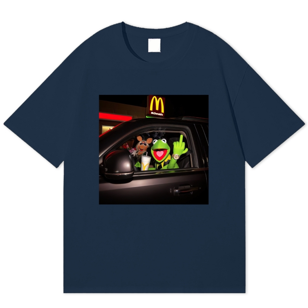 Late-Night Drive Puppet Duo Graphic Cotton T-shirt