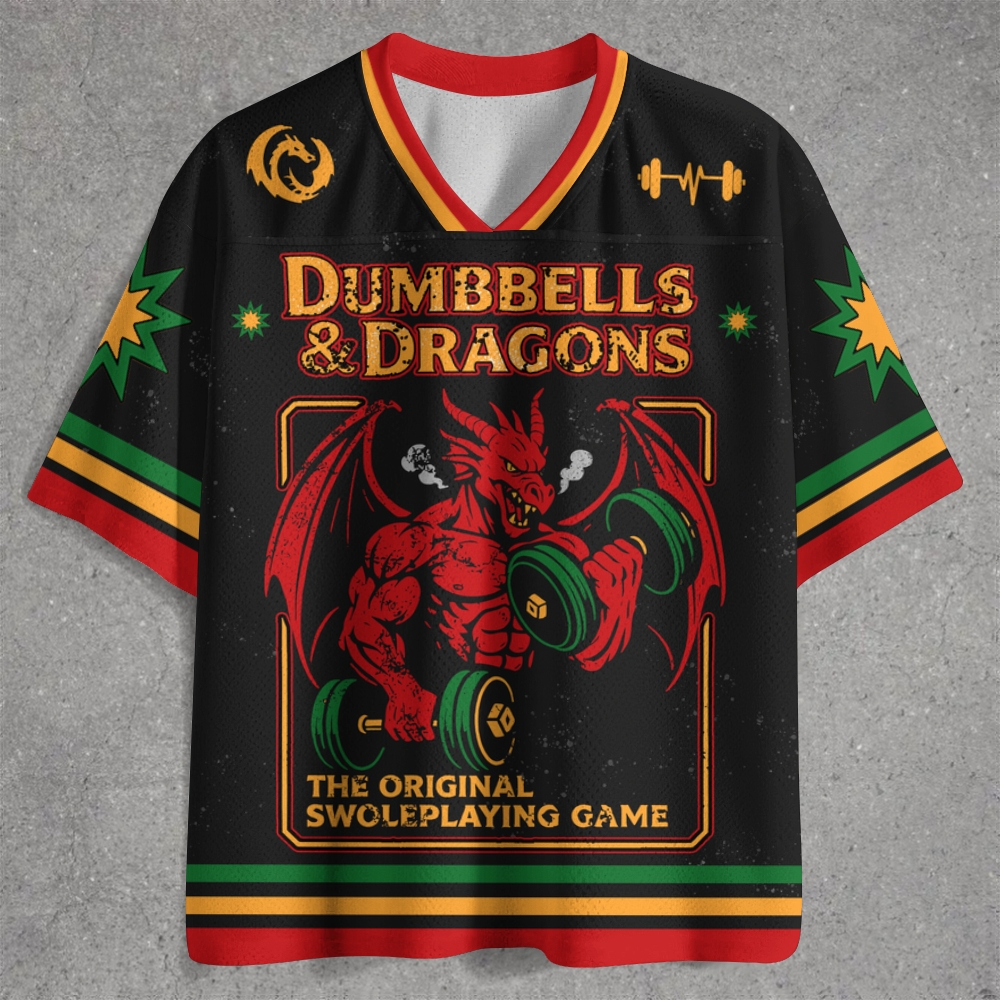Dumbbells & Dragons Buff Lifting Dragon Retro Mesh Jersey Shirts