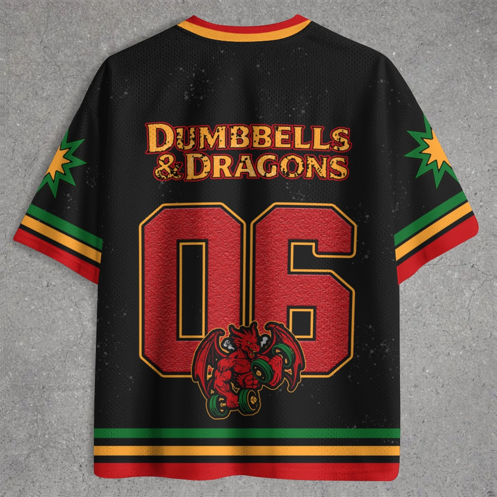 Dumbbells & Dragons Buff Lifting Dragon Retro Mesh Jersey Shirts