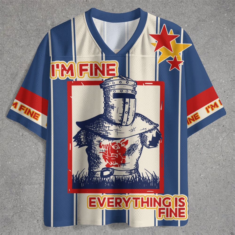 Medieval Knight I'm Fine Meme Retro Jersey Shirts 