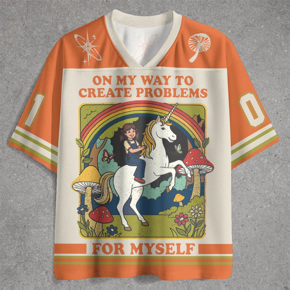 Retro Unicorn Mushroom Sarcastic Quote Jersey Shirts