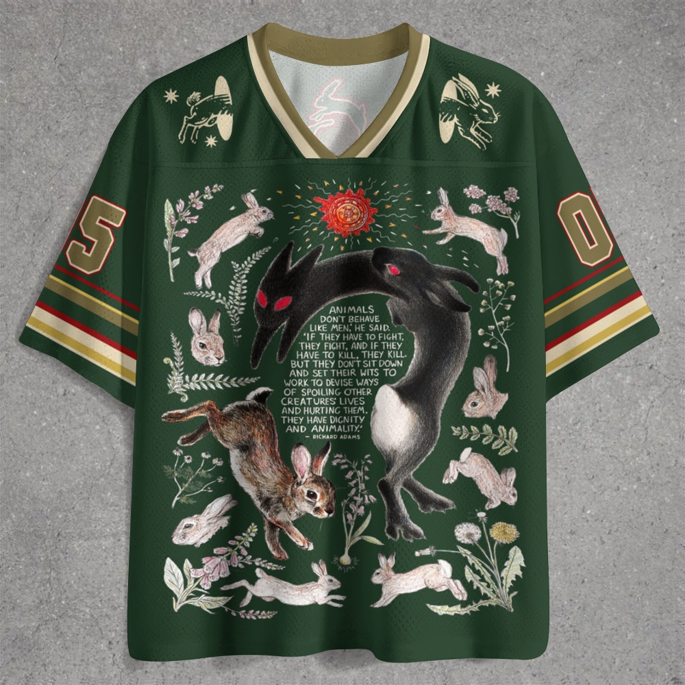 Dark Folk Twin Rabbit Literary Quote Jersey Shirts