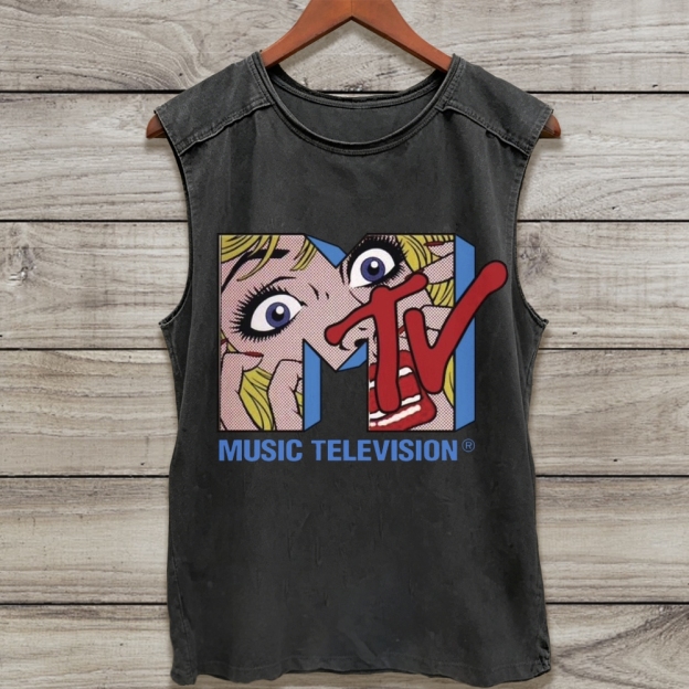 Retro Pop Art MTV Logo Classic Washed Tank Top