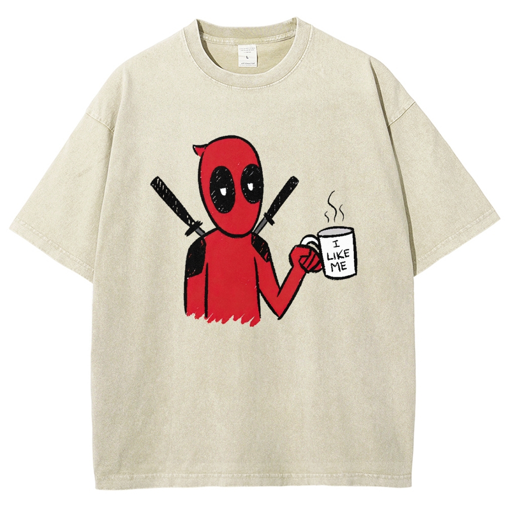 Doodle Sketch Anti Hero Coffee Mug "I Like Me" Denim Washed T-shirt