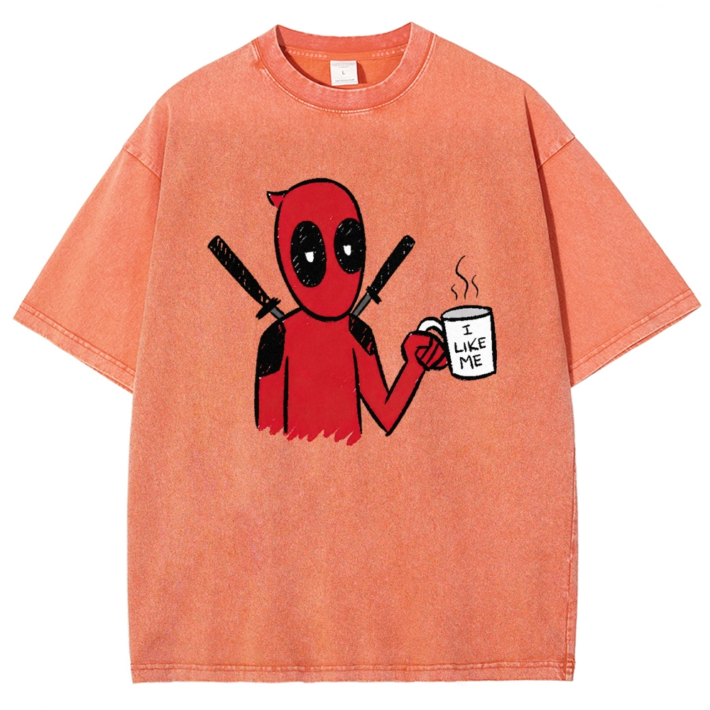 Doodle Sketch Anti Hero Coffee Mug "I Like Me" Denim Washed T-shirt