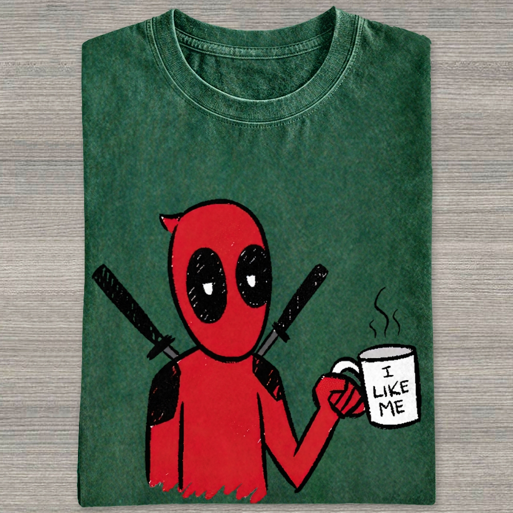 Doodle Sketch Anti Hero Coffee Mug "I Like Me" Denim Washed T-shirt