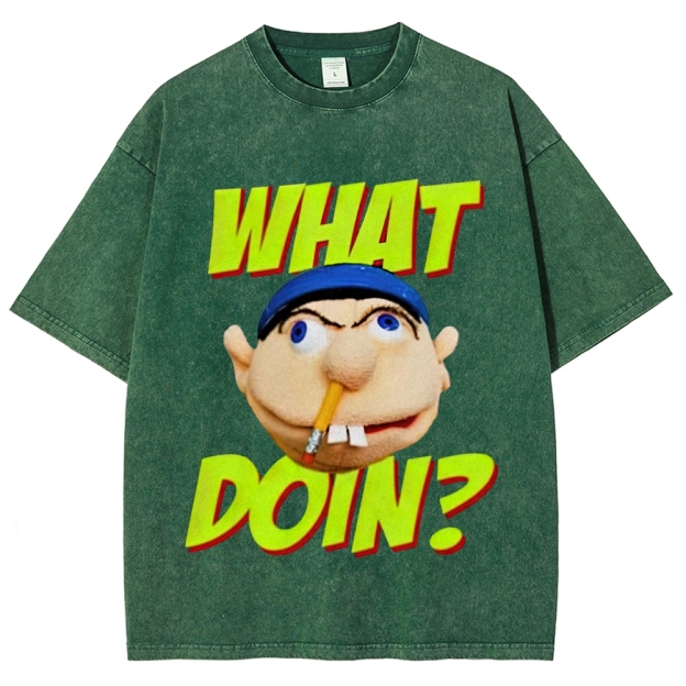 Muppet Character Pencil Mouth Bold Fluorescent Text Distressed Washed T-shirt